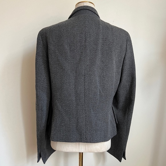 Akris Punto Textured Wool Peplum Pocket Blazer Dark Grey Size US 10 - Picture 12 of 12